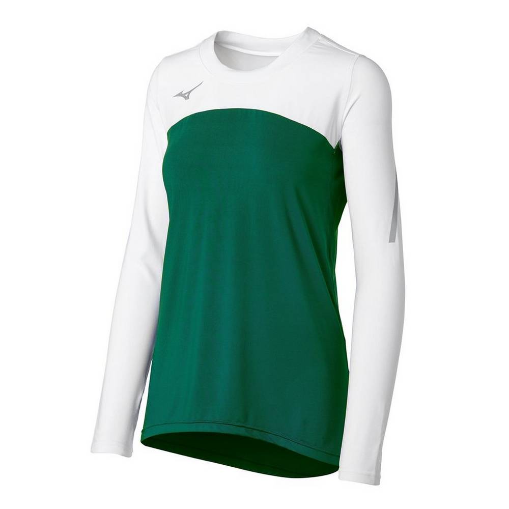 Damske Dresy Mizuno Techno VII Long Sleeve Volejbalove Zelene/Biele Vypredaj DGCE67413